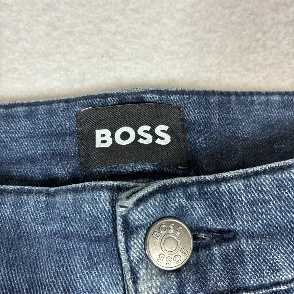 BOSS Re.Maine Regular Fit Jeans Mens 38x32 Straight Leg Fade Whiskering Stretch